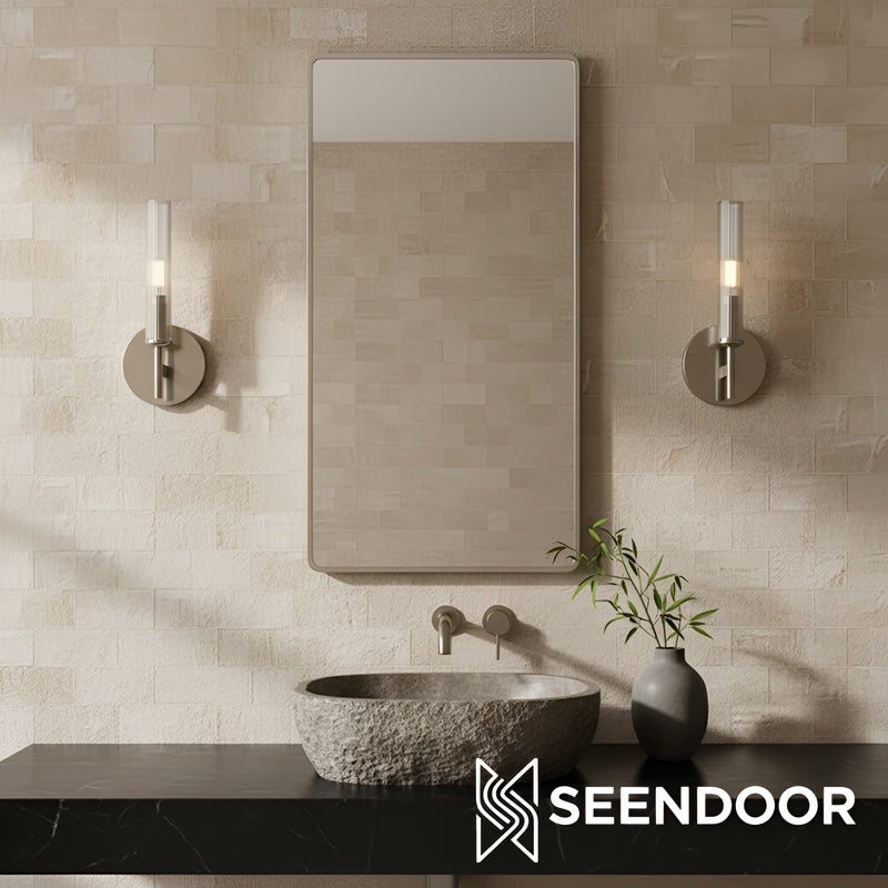 Bravira Ribbed Glass Wall Lamp - Tube Metal Light in Classic Finishes