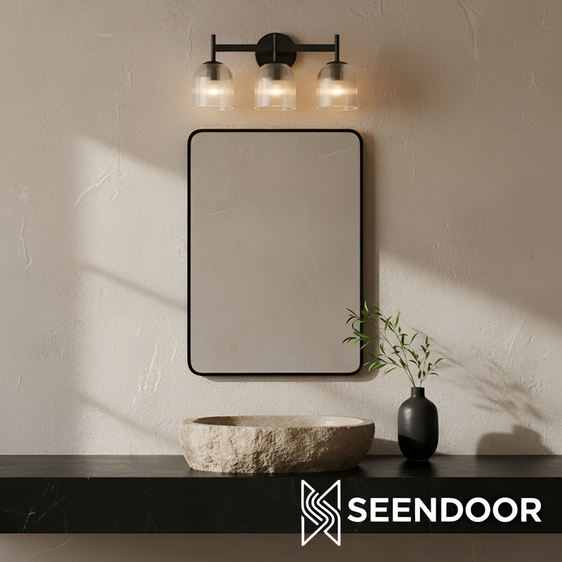 Bravira Ribbed Glass Sconce - Metal Wall Light with Clear Glass Shade