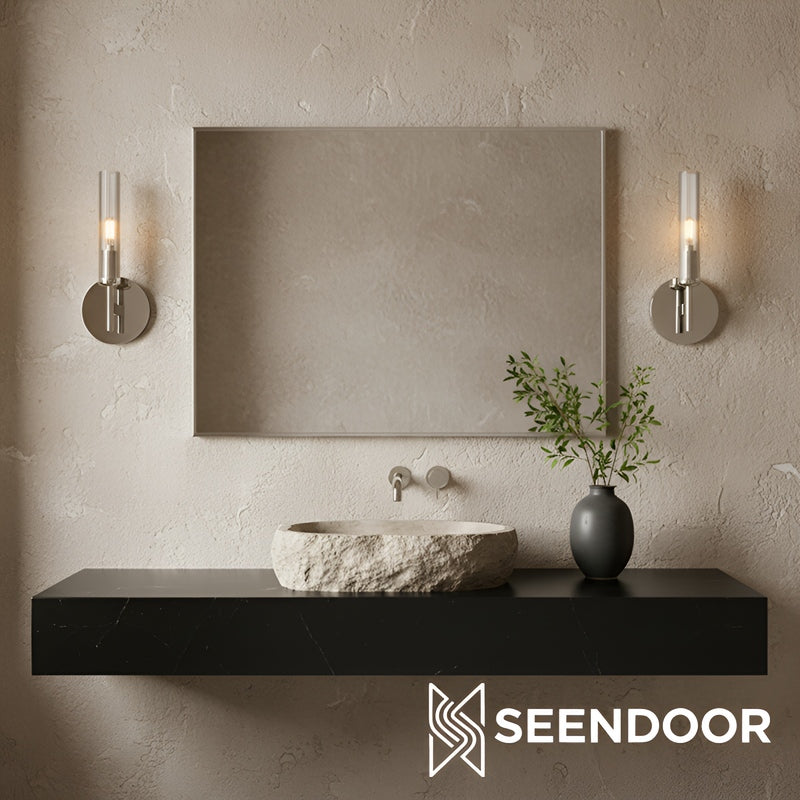 Bravira Ribbed Glass Wall Lamp - Tube Metal Light in Classic Finishes