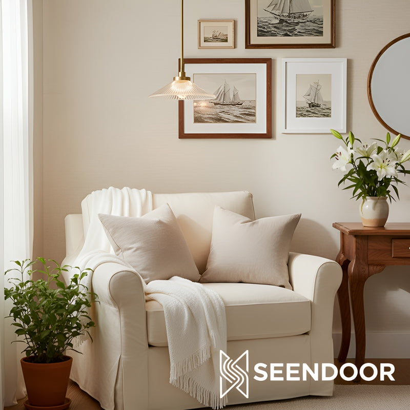 Bravira Ribbed Glass Pendant Light - Elegant Kitchen Island Lamp