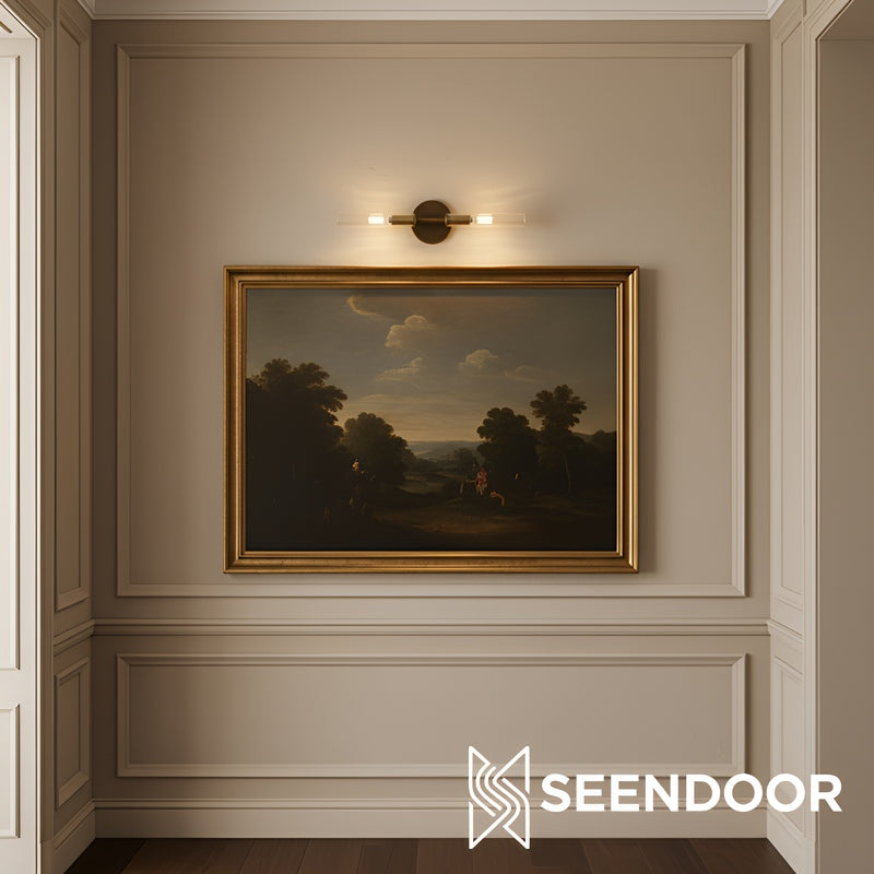 Bravira Ribbed Glass Wall Lamp - Tube Metal Light in Classic Finishes