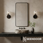 Load image into Gallery viewer, Bravira Ribbed Glass Sconce - Metal Wall Light with Clear Glass Shade
