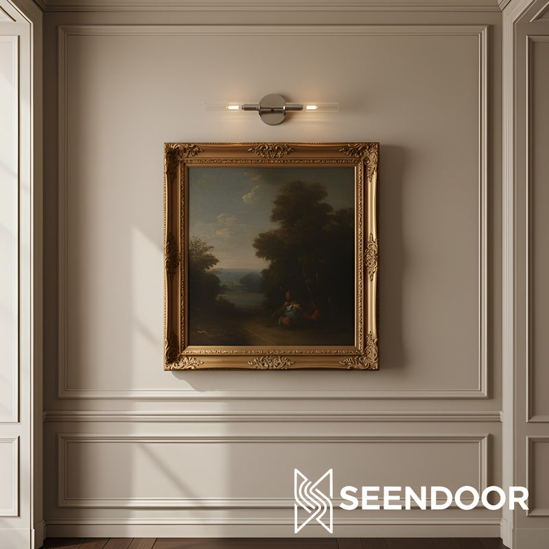 Bravira Ribbed Glass Wall Lamp - Tube Metal Light in Classic Finishes