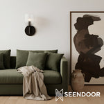 Load image into Gallery viewer, Bravira Ribbed Glass Sconce - Metal Wall Light with Clear Glass Shade
