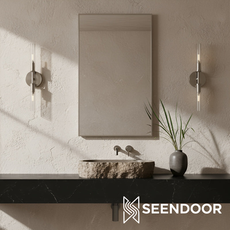 Bravira Ribbed Glass Wall Lamp - Tube Metal Light in Classic Finishes