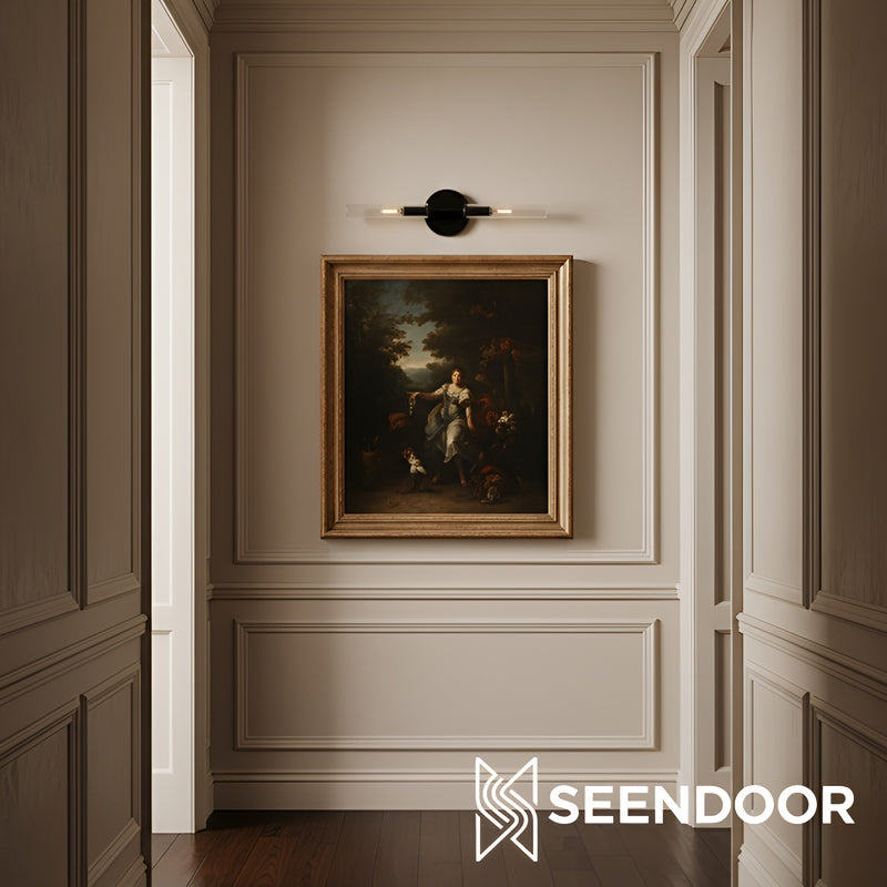 Bravira Ribbed Glass Wall Lamp - Tube Metal Light in Classic Finishes