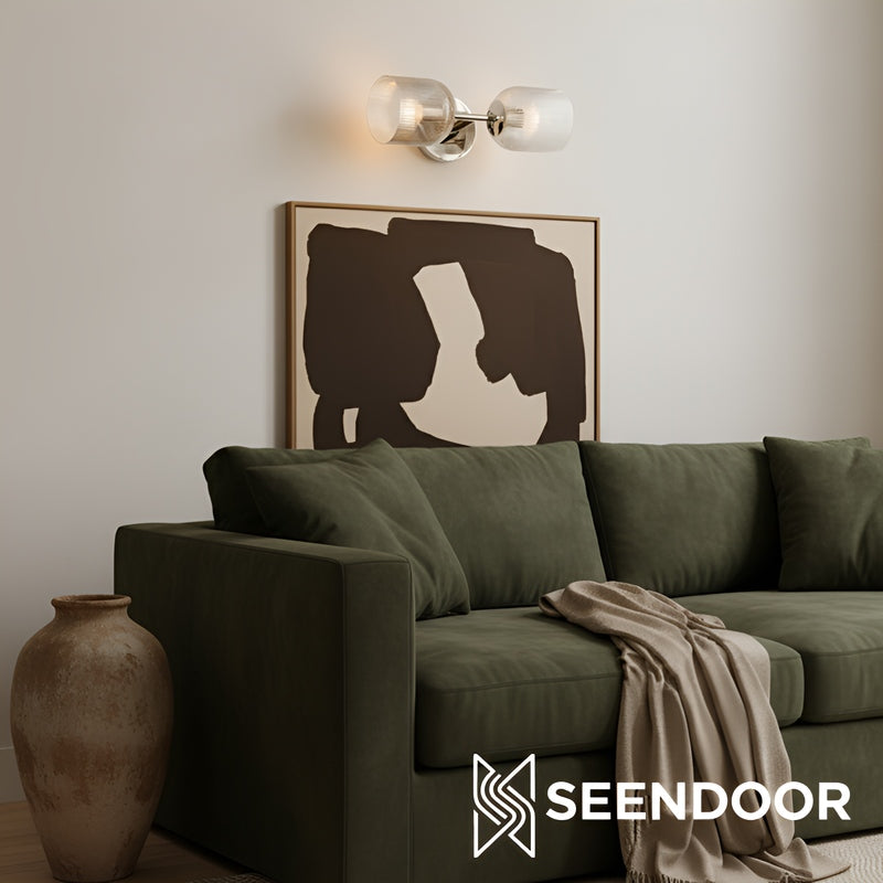 Bravira Ribbed Glass Sconce - Metal Wall Light with Clear Glass Shade