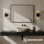 Load image into Gallery viewer, Bravira Ribbed Glass Sconce - Metal Wall Light with Clear Glass Shade
