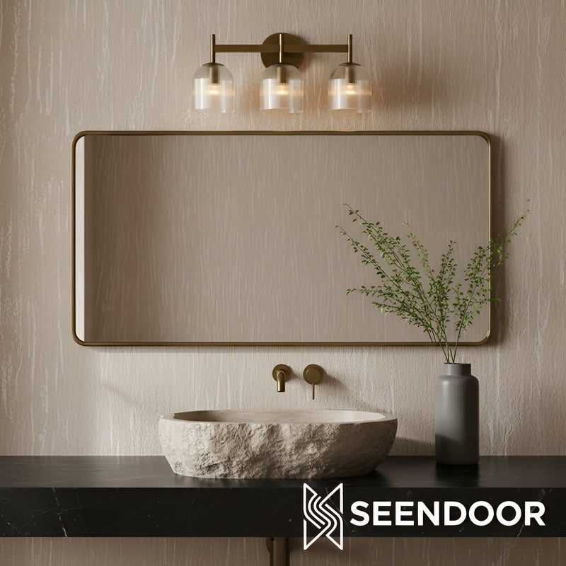 Bravira Ribbed Glass Sconce - Metal Wall Light with Clear Glass Shade