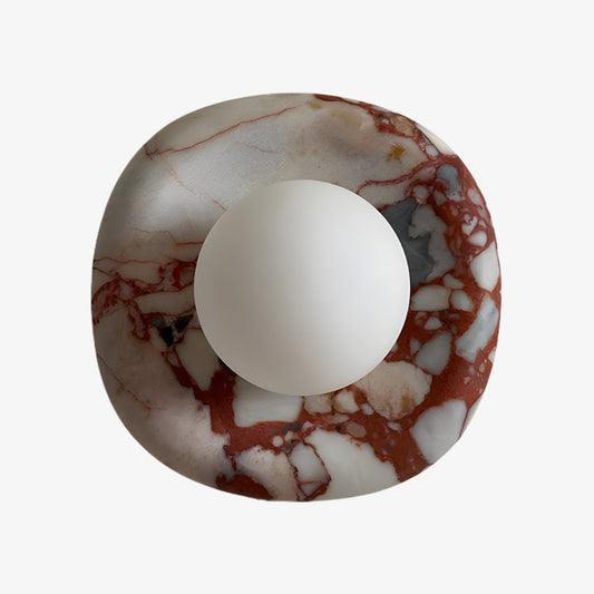 Oria Modern Square or Round Jade Wall Lamp with Alabaster Shade for Bedroom or Bathroom Vanity