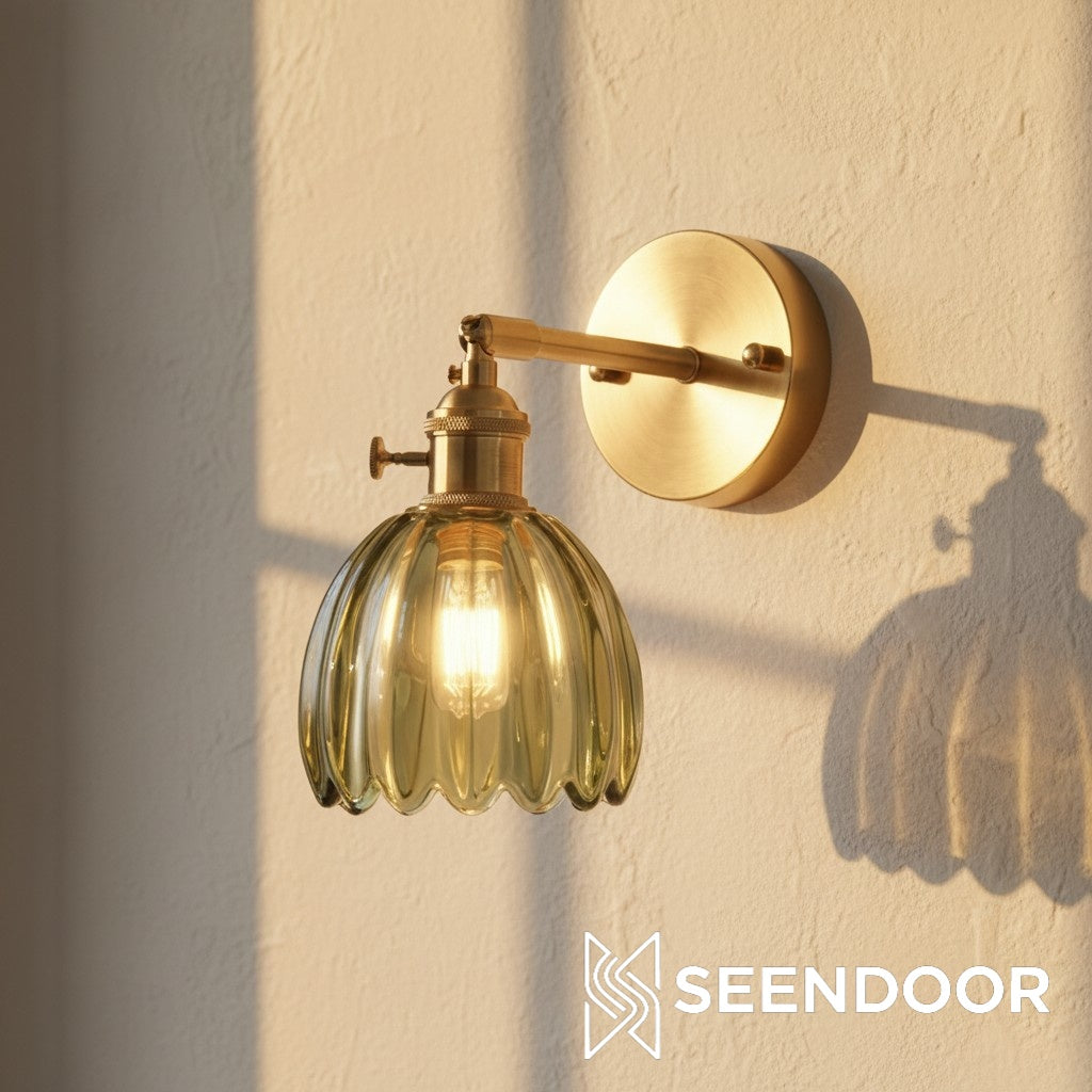 Gannon Vintage Lotus glazen wandlamp