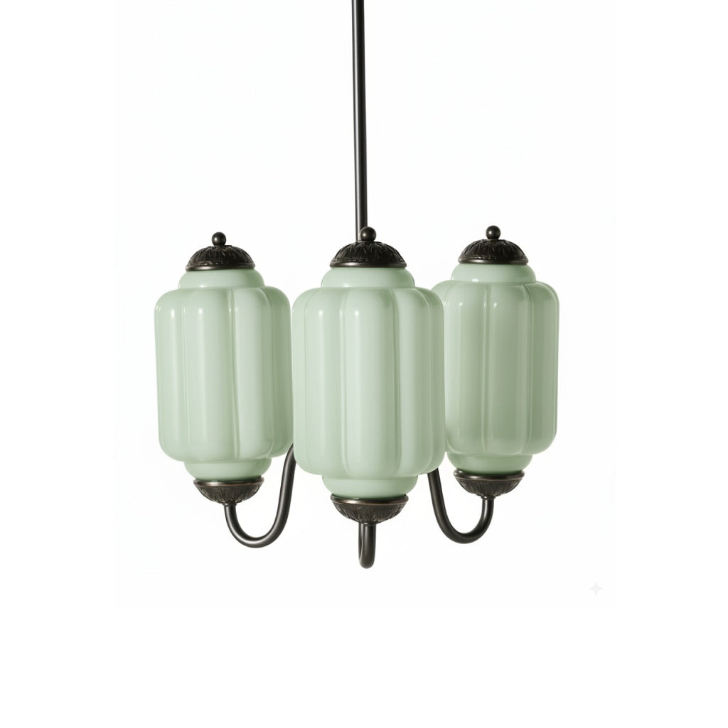 Eloise Vintage Glass Chandelier - Milk Glass Home Accent