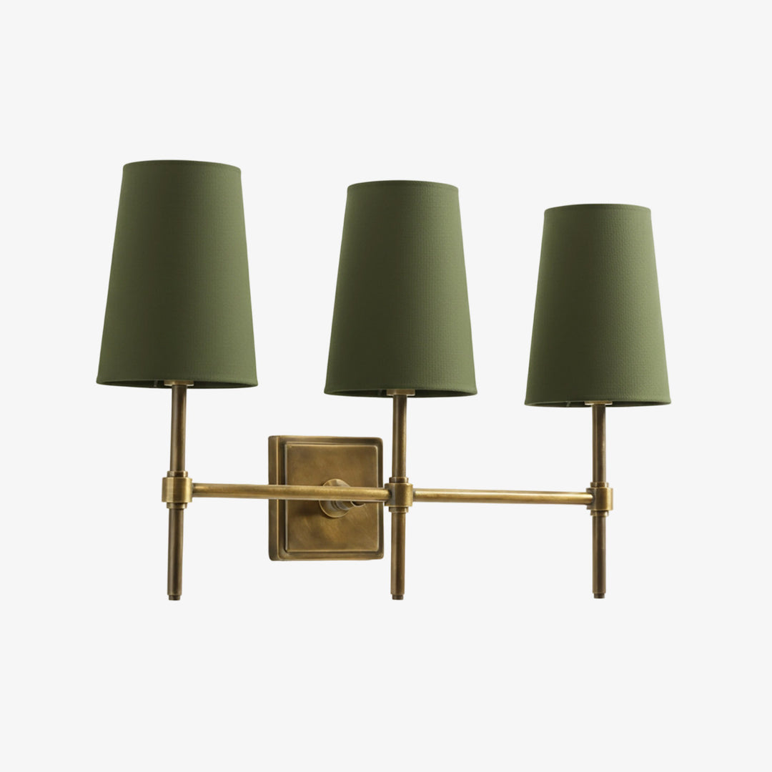 Lampada da Parete con Paralumi in Lino Bianco Derlina – Lampada Retrò Multi-Testa in Metallo