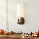 Load image into Gallery viewer, Rivora Fluted Glass Wall Sconce – Modern Indoor &amp; Outdoor Lighting
