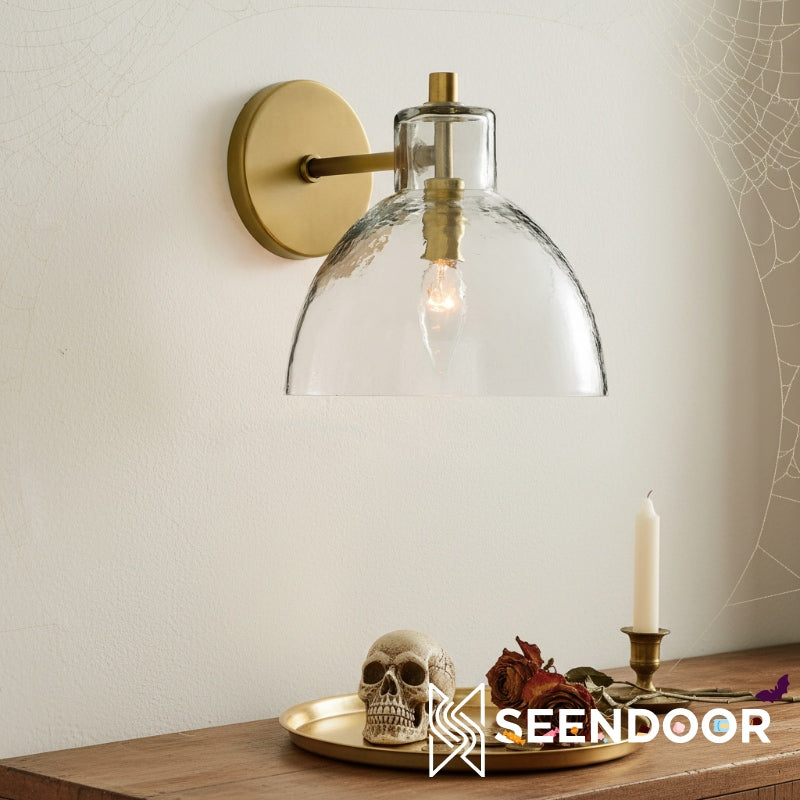 Glavira gerecyclede glazen dubbele wandlamp - binnen messing wandverlichting