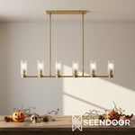 Load image into Gallery viewer, Rivora Ribbed Glass Design – Modern Chandelier for Dining Room
