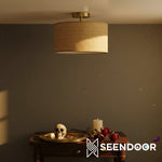 Load image into Gallery viewer, Dumora Drum Woven Flush Mount Ceiling Lamp for Hallway &amp; Entryway
