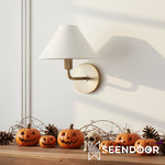 Load image into Gallery viewer, Diora Contemporary Brass Wall Sconce with Tapered Shade for Corridor &amp; Bedroom
