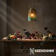 Helvo Green and Gold Hanging Pendant - Stylish Glass Lamp for Interiors