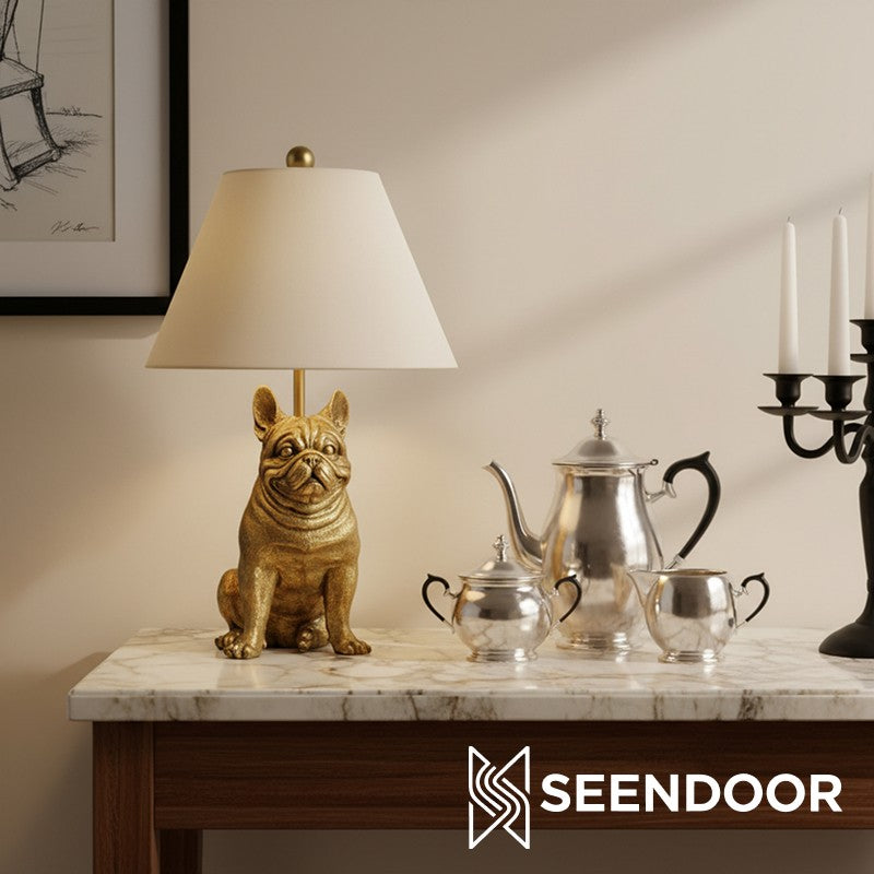 Pawdia Figurina Animale – Lampada da Tavolo in Poliresina per Camera da Letto e Soggiorno