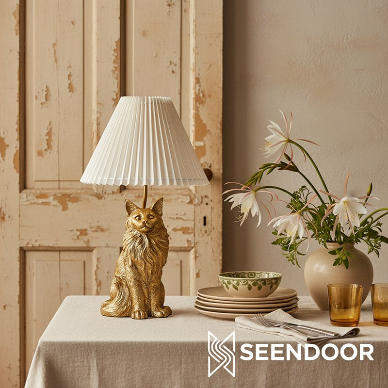 Pawdia Figurina Animale – Lampada da Tavolo in Poliresina per Camera da Letto e Soggiorno