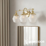 Afbeelding laden in galerijweergave, Capigia glazen metalen wandlamp voor badkamer - moderne badkamerverlichting met elegante stijl
