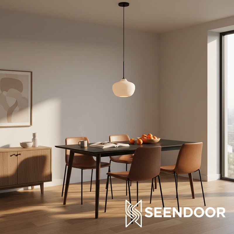 Rivrona Ribbed Fluted Modern Pendant Light for Dining & Kitchen