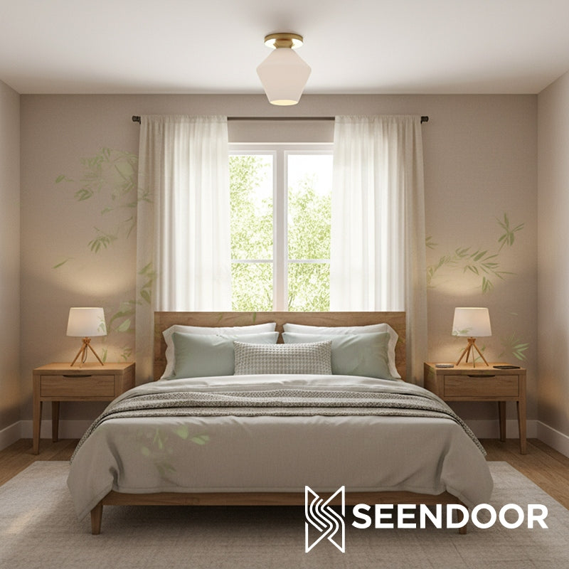 Merin Geometric Glass Modern Flush Mount for Hallway & Bedroom