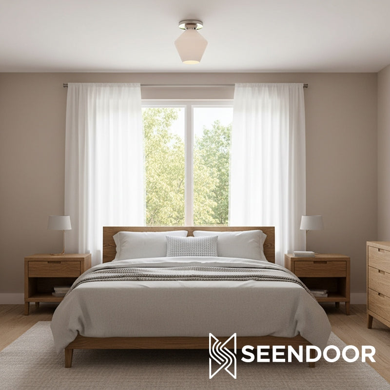 Merin Geometric Glass Modern Flush Mount for Hallway & Bedroom