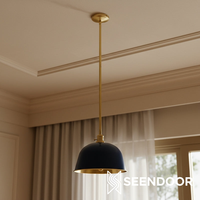 Forvara metalen hanglamp met paal - belvormige diffuser ontwerp voor keukeneilanden