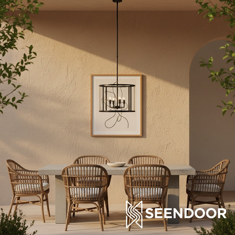 Ferrix Moderne Buitenlantaarn IJzeren Hanglamp - Industrieel Glazen Verlichtingsontwerp