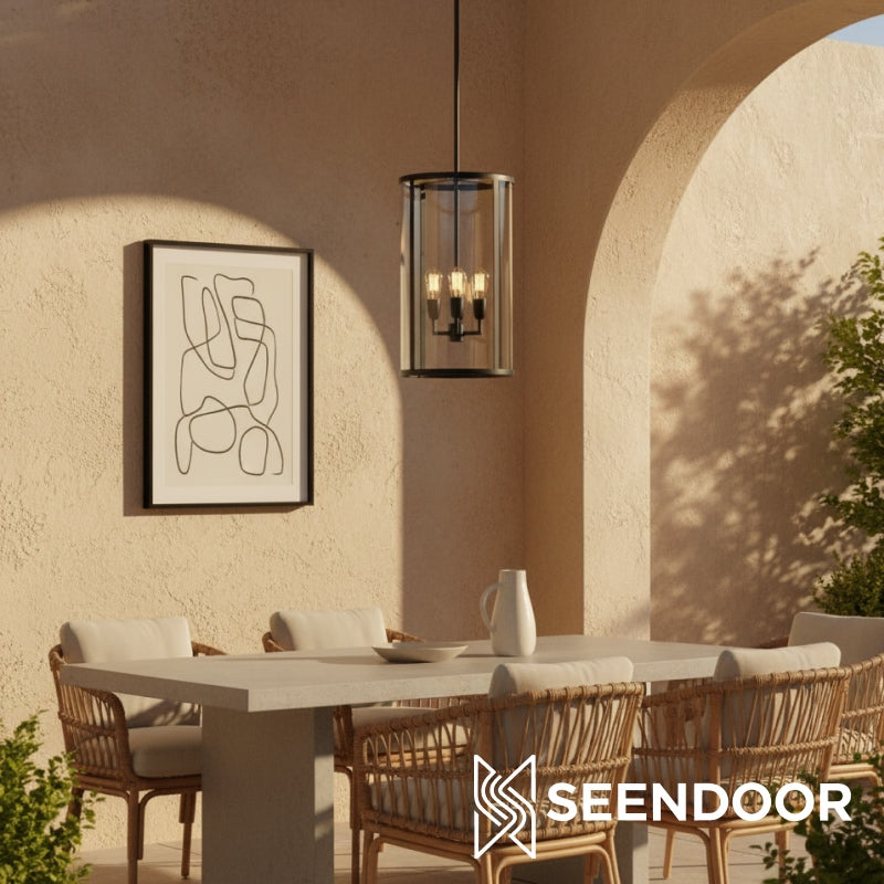 Ferrix Moderne Buitenlantaarn IJzeren Hanglamp - Industrieel Glazen Verlichtingsontwerp