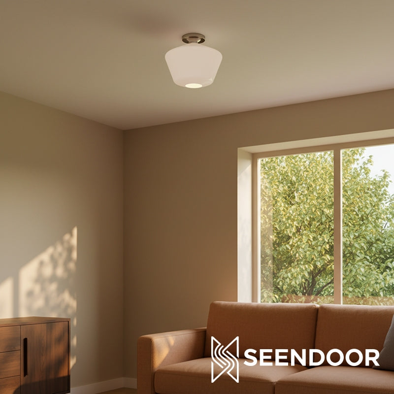 Merin Geometric Glass Modern Flush Mount for Hallway & Bedroom