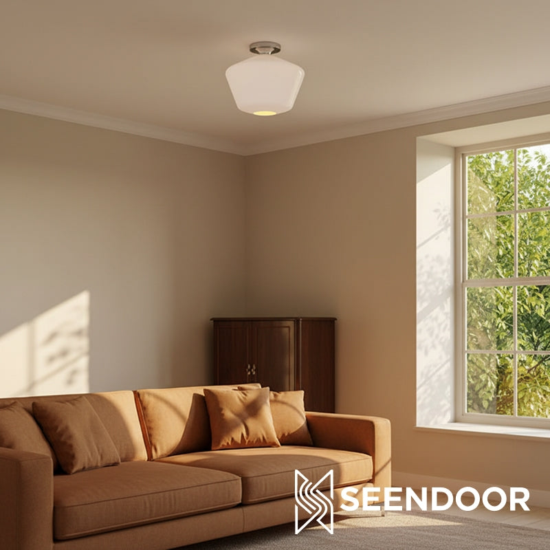 Merin Geometric Glass Modern Flush Mount for Hallway & Bedroom