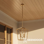 Afbeelding laden in galerijweergave, Rowan bronzen en koperen lantaarn hanglamp - stalen hangend plafondarmatuur
