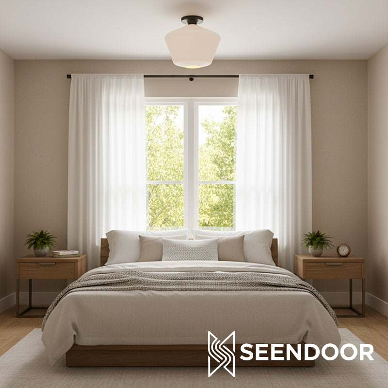 Merin Geometric Glass Modern Flush Mount for Hallway & Bedroom