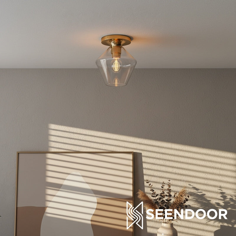 Merin Geometric Glass Modern Flush Mount for Hallway & Bedroom