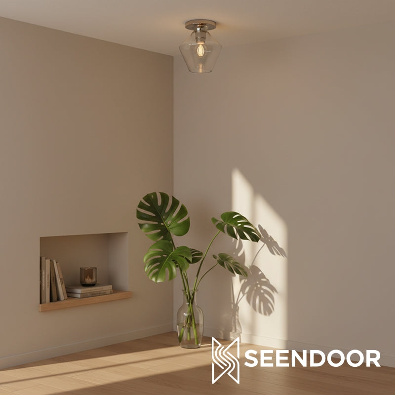 Merin Geometric Glass Modern Flush Mount for Hallway & Bedroom