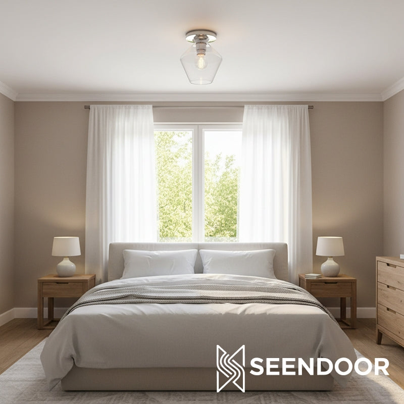 Merin Geometric Glass Modern Flush Mount for Hallway & Bedroom