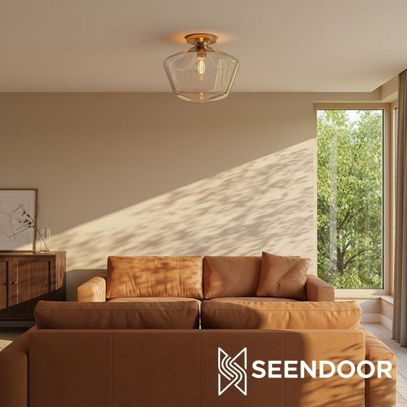 Merin Geometric Glass Modern Flush Mount for Hallway & Bedroom