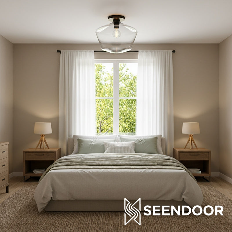 Merin Geometric Glass Modern Flush Mount for Hallway & Bedroom