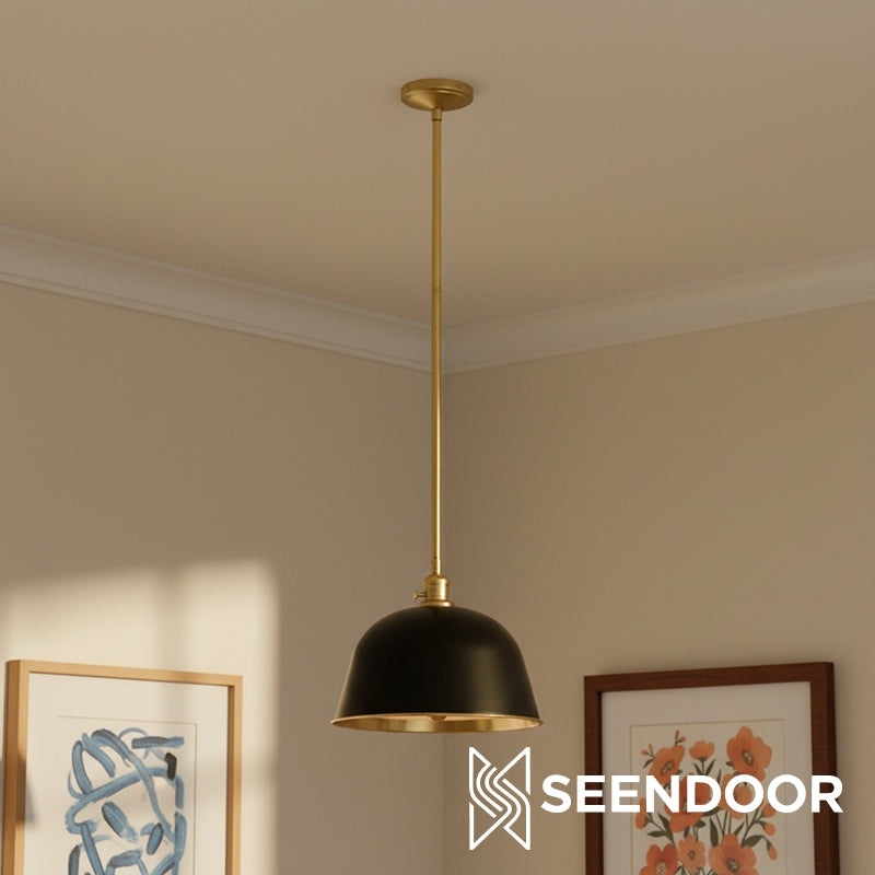 Forvara metalen hanglamp met paal - belvormige diffuser ontwerp voor keukeneilanden