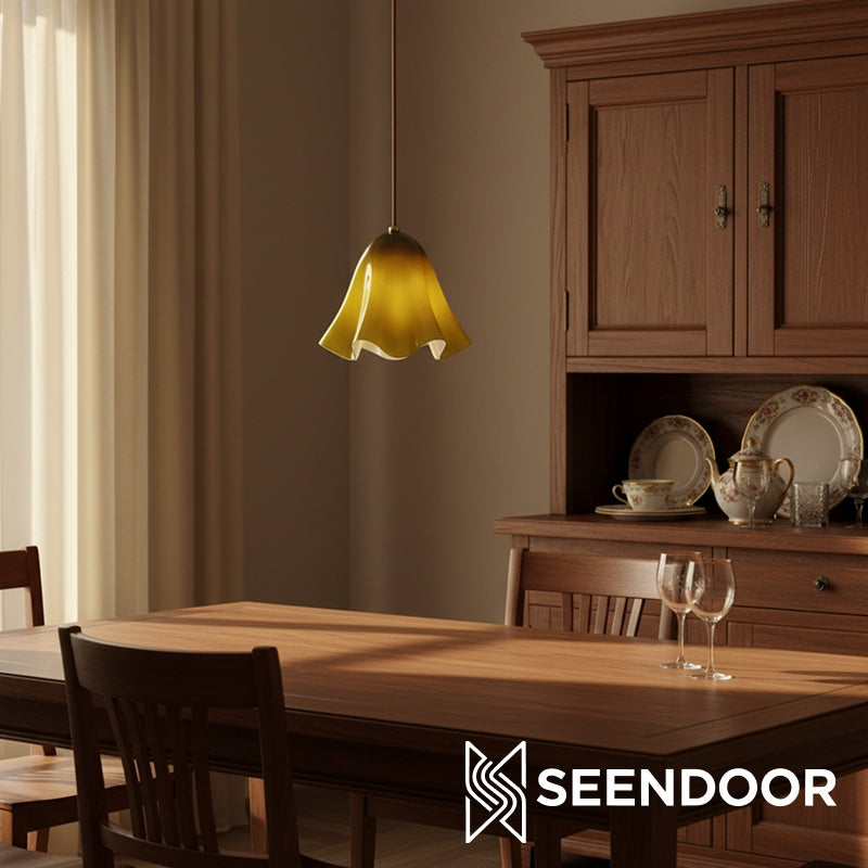 Lámpara colgante con pantalla floral Bellina Iluminación decorativa para el hogar