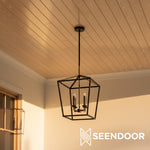 Afbeelding laden in galerijweergave, Rowan bronzen en koperen lantaarn hanglamp - stalen hangend plafondarmatuur
