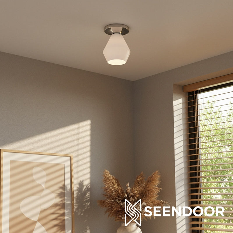 Merin Geometric Glass Modern Flush Mount for Hallway & Bedroom