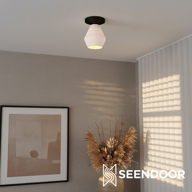 Merin Geometric Glass Modern Flush Mount for Hallway & Bedroom