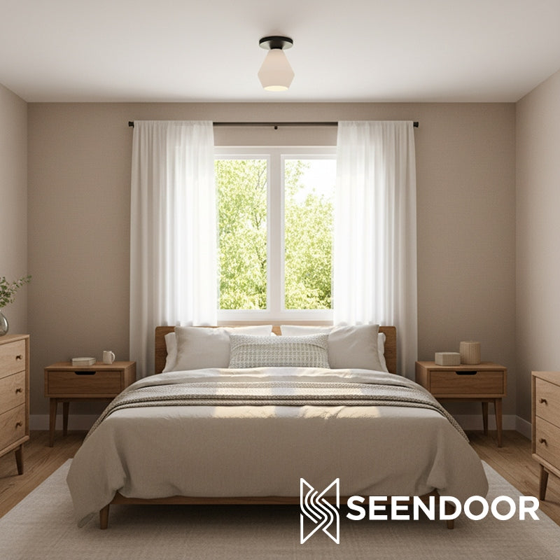 Merin Geometric Glass Modern Flush Mount for Hallway & Bedroom