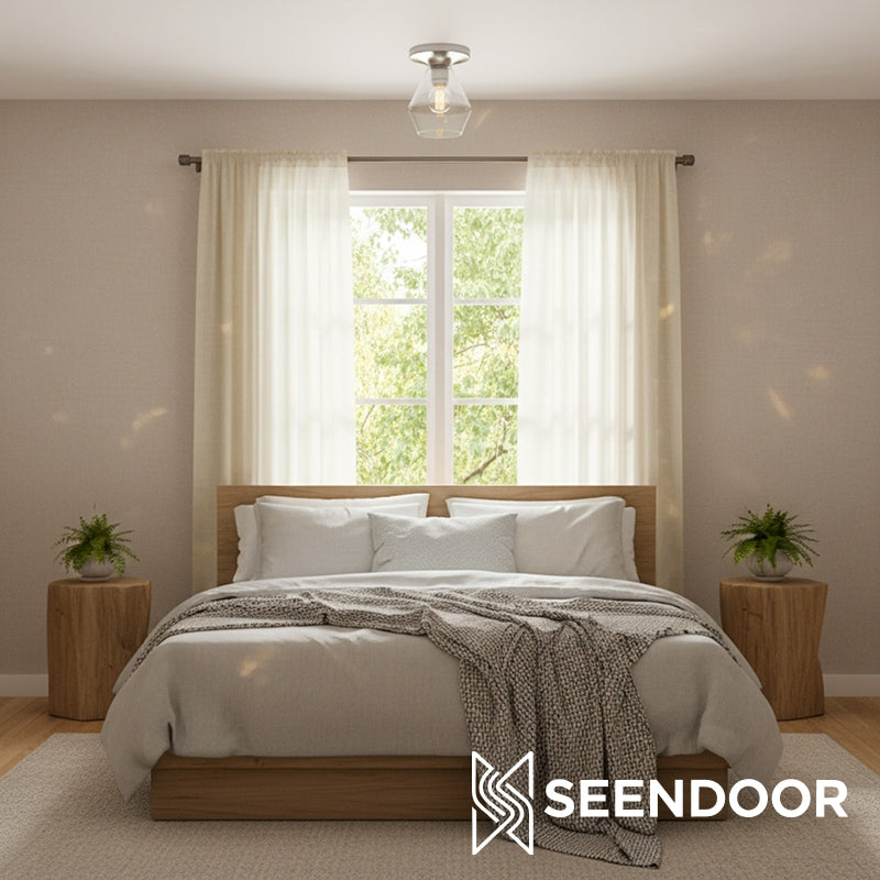 Merin Geometric Glass Modern Flush Mount for Hallway & Bedroom