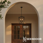 Afbeelding laden in galerijweergave, Rowan bronzen en koperen lantaarn hanglamp - stalen hangend plafondarmatuur
