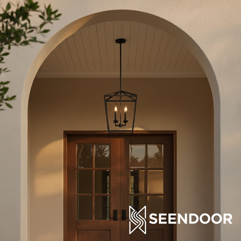 Rowan bronzen en koperen lantaarn hanglamp - stalen hangend plafondarmatuur